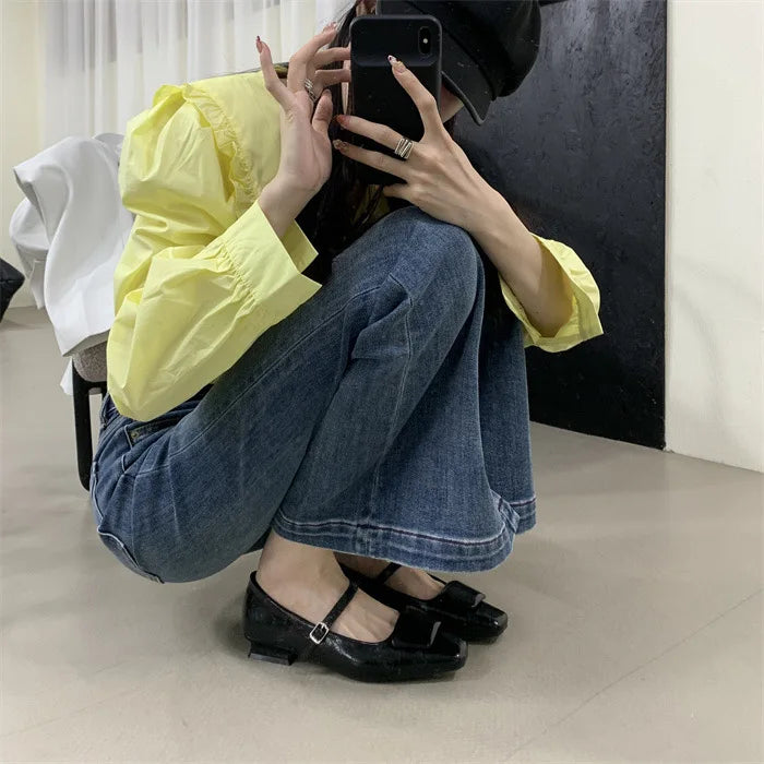 Shoes Heels Casual Sneakers Flats Square Toe Modis Clogs Platform On Heels Dress Retro Comfortable Ne
