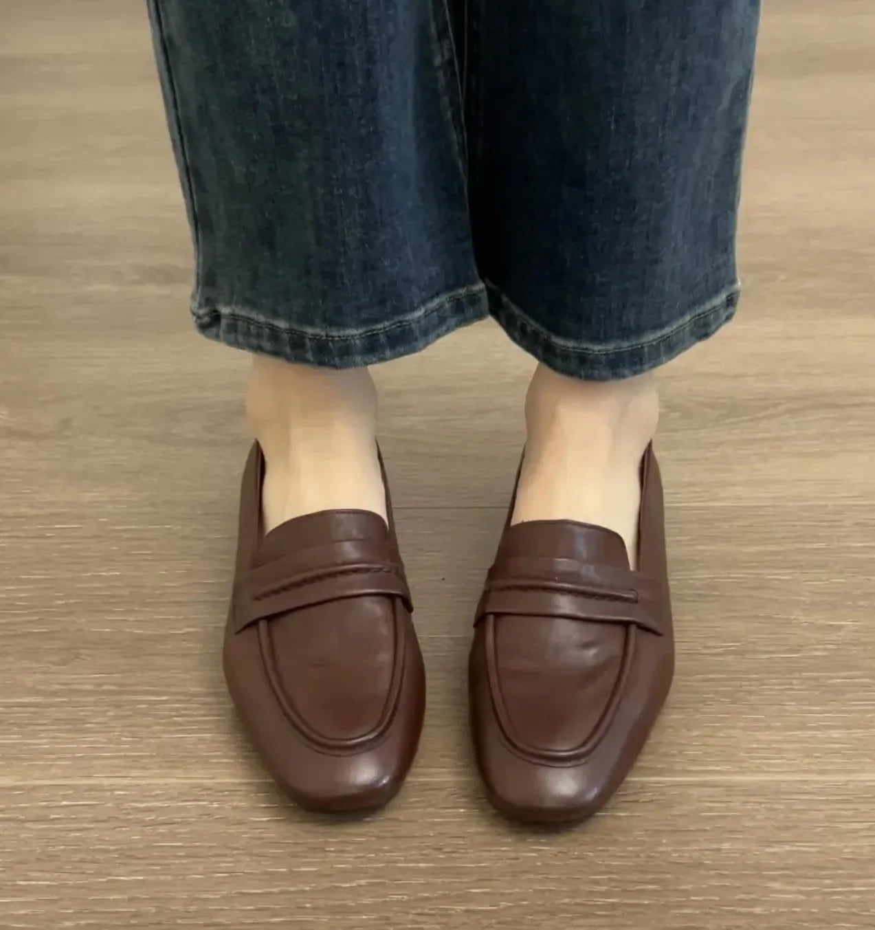 British Style Casual Lightweight Flat Shoes Office Retro Leather Loafers Flats