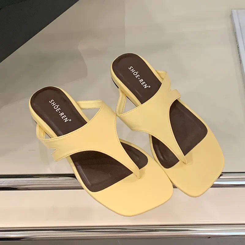 Beach Flip Flops Flats Slippers Shoes Square Toe Flats Slippers Slides Sandals Shoes