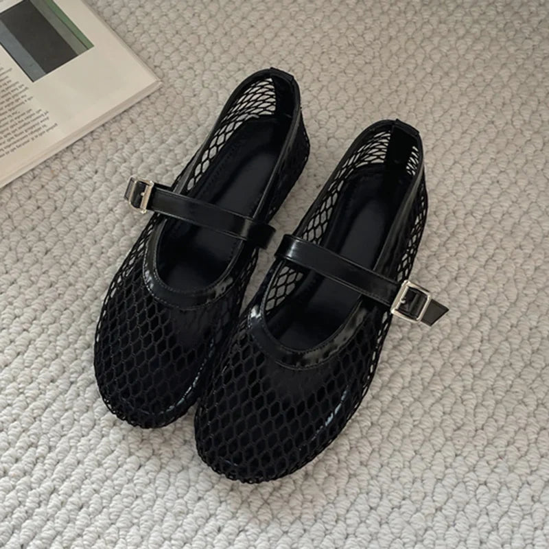 Kcenid Red Black Ballet Flat Shoes