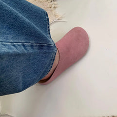 Low Slippers Soft Flock Cover Toe Loafers Slides Platform Comfort Fabric Hoof Heels Rubber PU Rome Shoes Ladie
