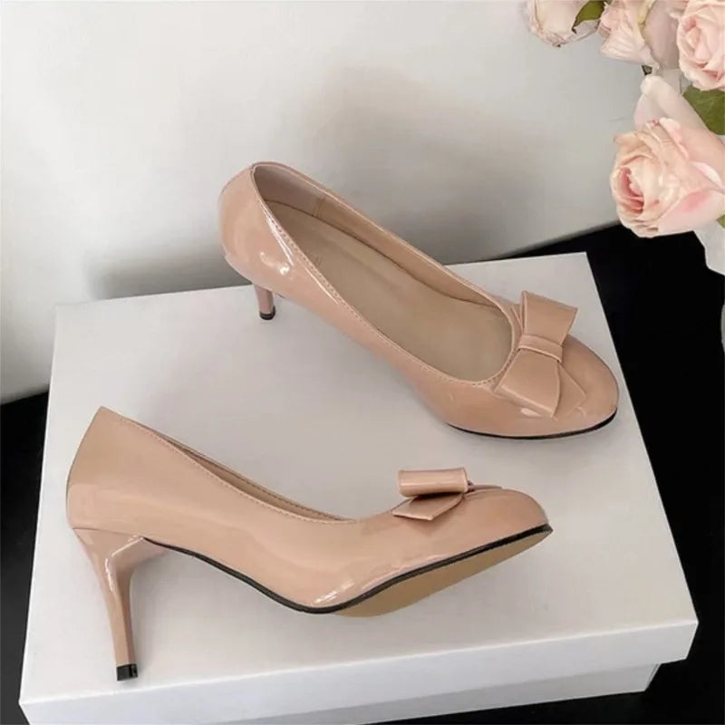 Thin High Heel Mary Jane Shoes Butterfly-knot Slip On Shoes Elegant Stripper Party Dress Pumps