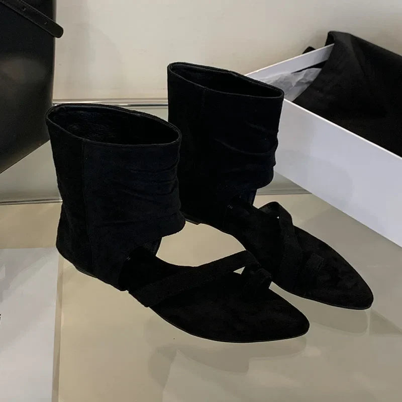 Slip Heeled Sandals Ankle Booties Shoes Flip flops Open Toe Low Heel Sandals Boots