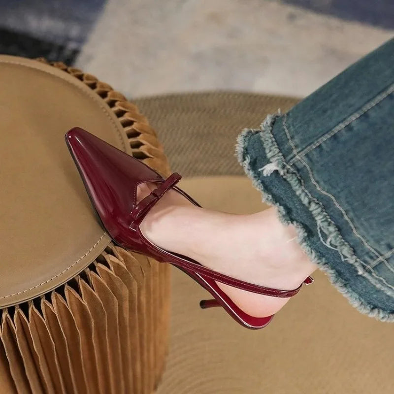 Solid Color High-heeled Sandals