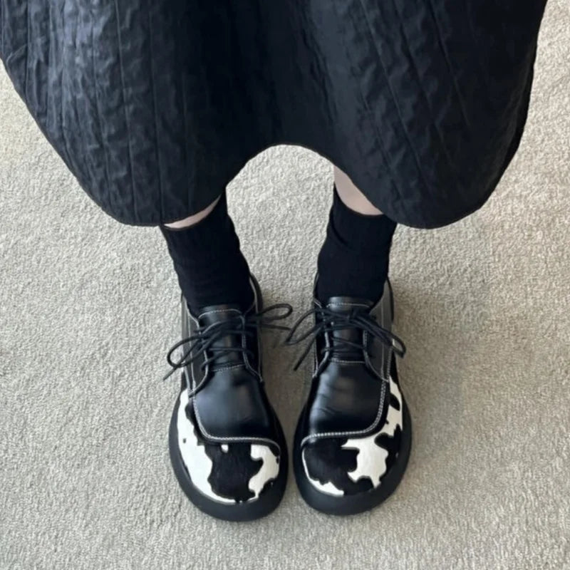 Soft Sole British Style Flats Casual Loafers Comfortable Rubber Bottom Non-slip Shoes