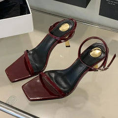 Thin Heels Sandals Open Toe Ankle Strap High Heels Simple Elegant Party Shoes