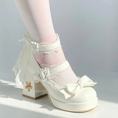 Lovely Girls Lolita Butterfly Knot High Heels Platform Shoes
