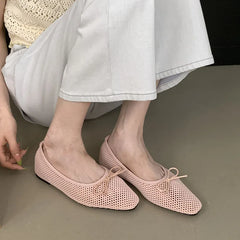 Mesh Flats Slip On Shoes Shallow Butterfly-Knot Ballet Flats Dance Shoes 2025