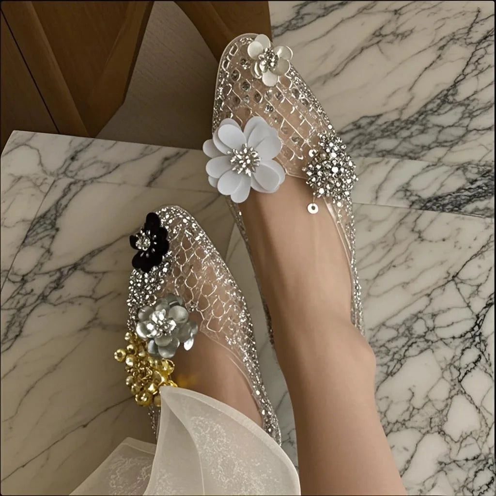 style pointed-toe open-toe sandals with flat sole