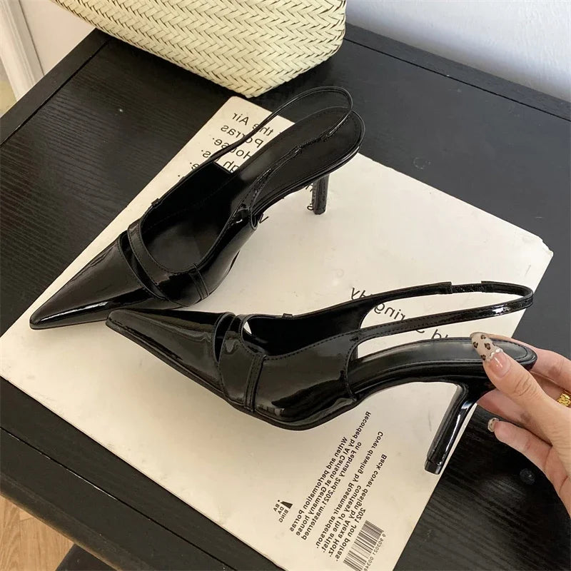Design Hollow Out Pointed Toe Street Style Thin Low Heels Street Style Stripper Sandals Shoes