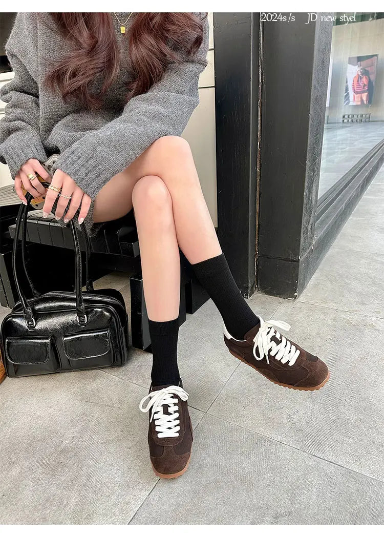 Sports Shoes Genuine Leather Thick-Soled Single Shoes 2025Retro Sports Forrest Gump German Training Shoes