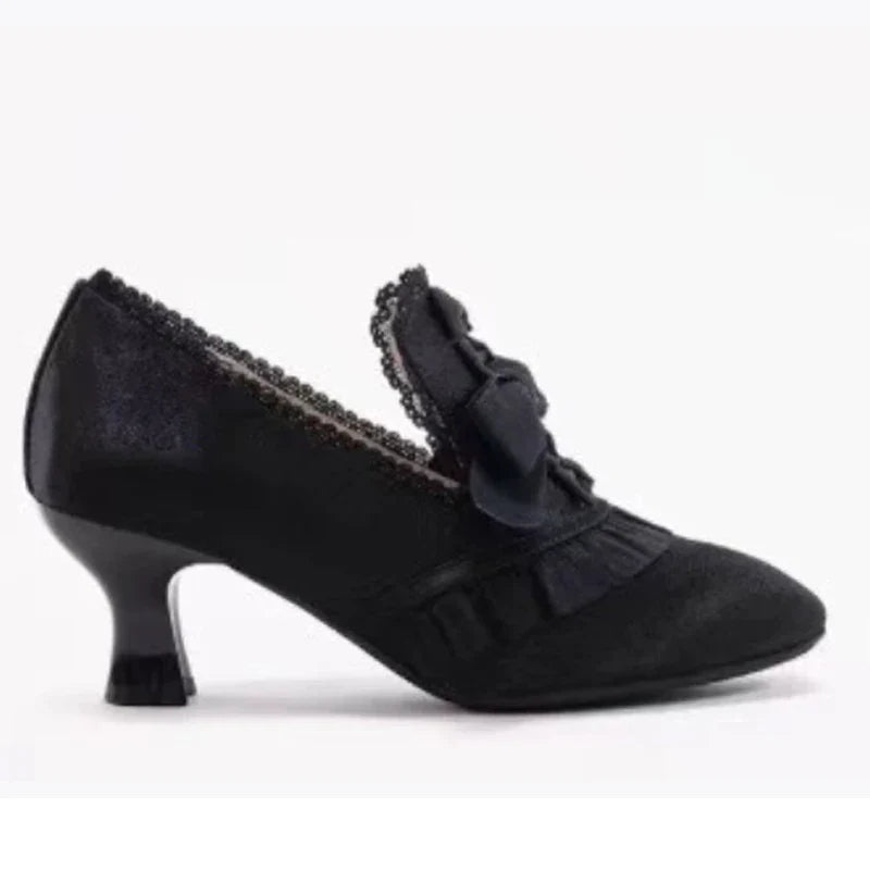 Lace Bow Pink Slip-On Cat Heel Pumps Woman Lolita White Lace Girl Cute Soft High Heels Shoes