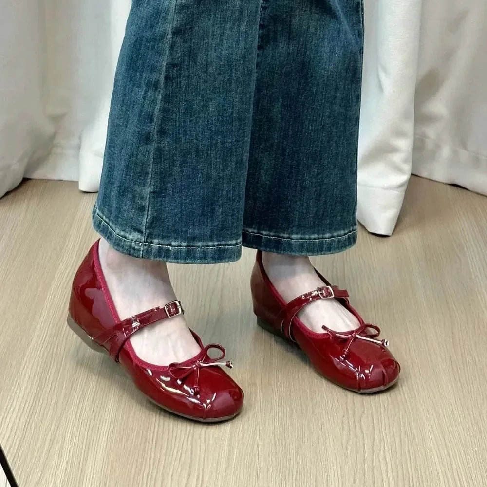 Mary Jane Shoes Bow Shoes Casual Low Heel Dresses Street Style Shoes
