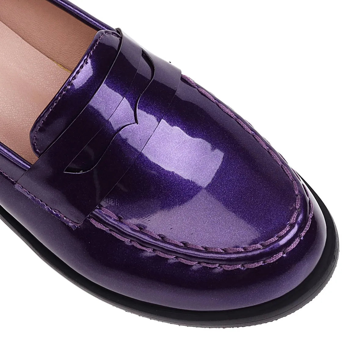 Low Heels Loafers Slip On Patent Leather Casual Daily Work Shoes Purple Black Yellow Plus Size 41 42 43