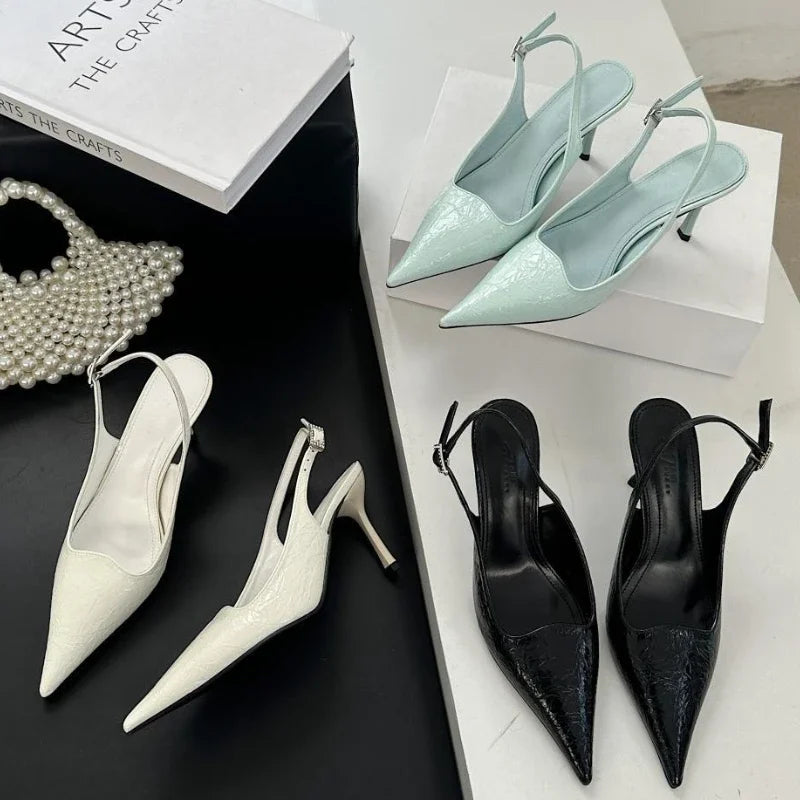 Pointed Toe Thin High Heels Slingbacks Office Shoes Elegant Sandals Footwear Zapatos De Mujer