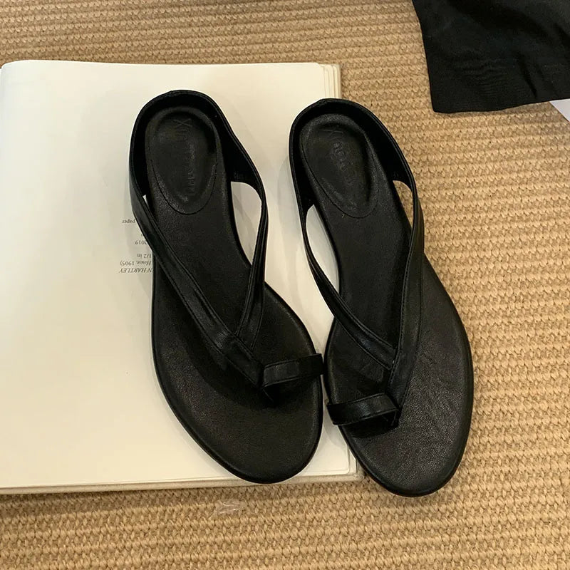 Low Heel Slippers Flip flops Shoes Round Toe Heeled Slippers Shoes