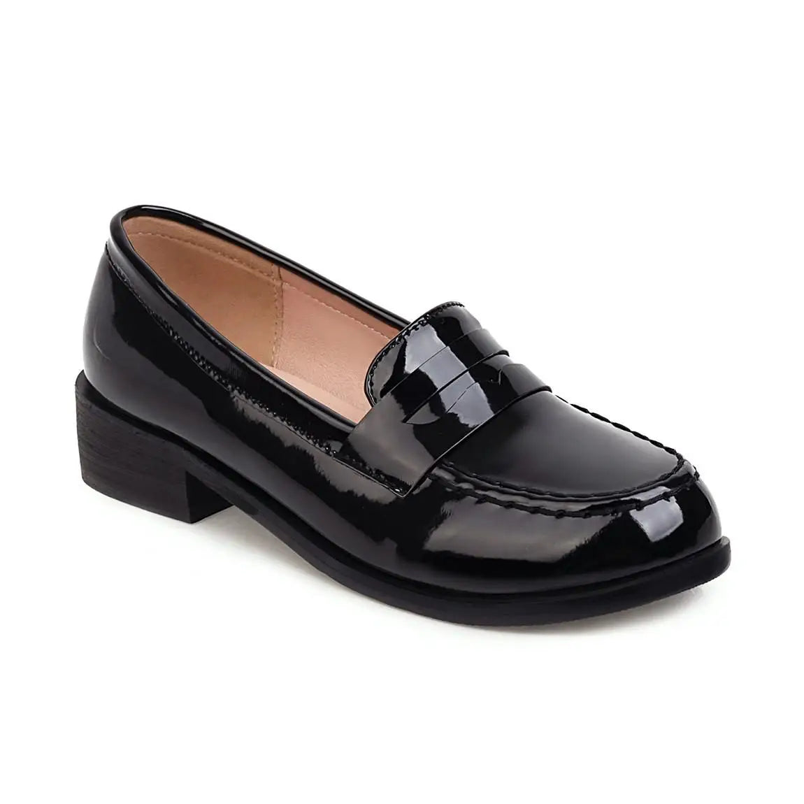 Low Heels Loafers Slip On Patent Leather Casual Daily Work Shoes Purple Black Yellow Plus Size 41 42 43