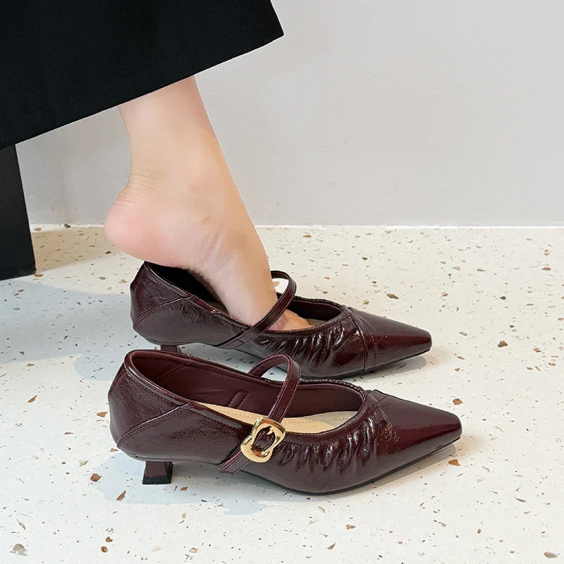 Pointed Toe High Heels Mary Jane Shoes Sandals Dress Shallow Mujer Zapatos