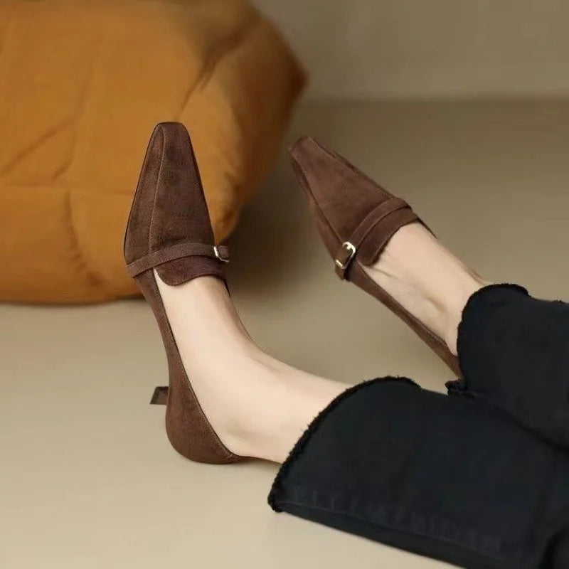 High Heels Loafers Office Elegant Dress Trendy Pointed Toe Low-top Shoes Wedding Bridal Quality Shoes
