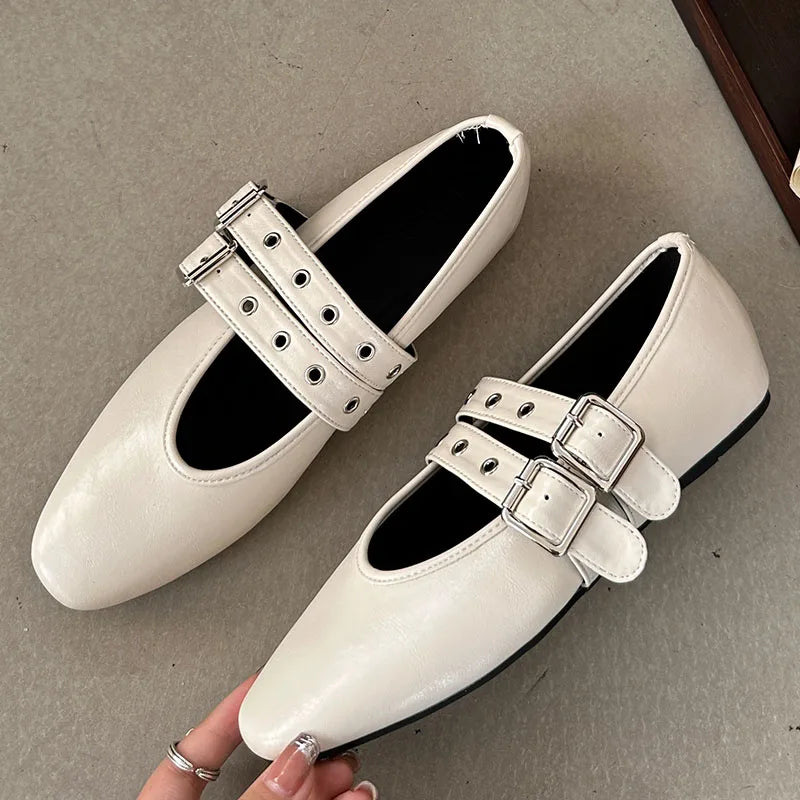 Buckle Strap Footwear Round Toe Flats With Dance Shoes Soft Shallow Ballet Flats Shoes