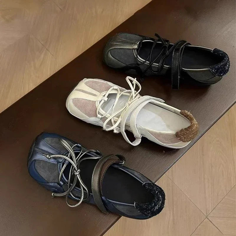 Sport Shoes Flats Sneaker Loafers Shoes Lace Up Ballet Running Zapatillas Mujer