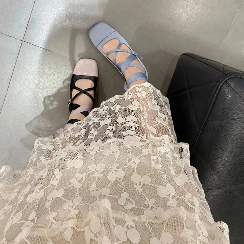 Ballet Elegant Blue Black Pink Heels Round Toe Lolita Mary Janes PumpsFree Shipping Shoes On Offer Sandals 2024