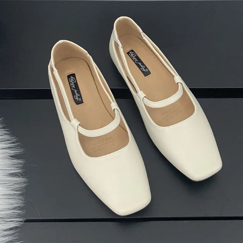 Flat mary janes shoes woman candy color soft leather ballet flats ankle strap comfy mocaasins