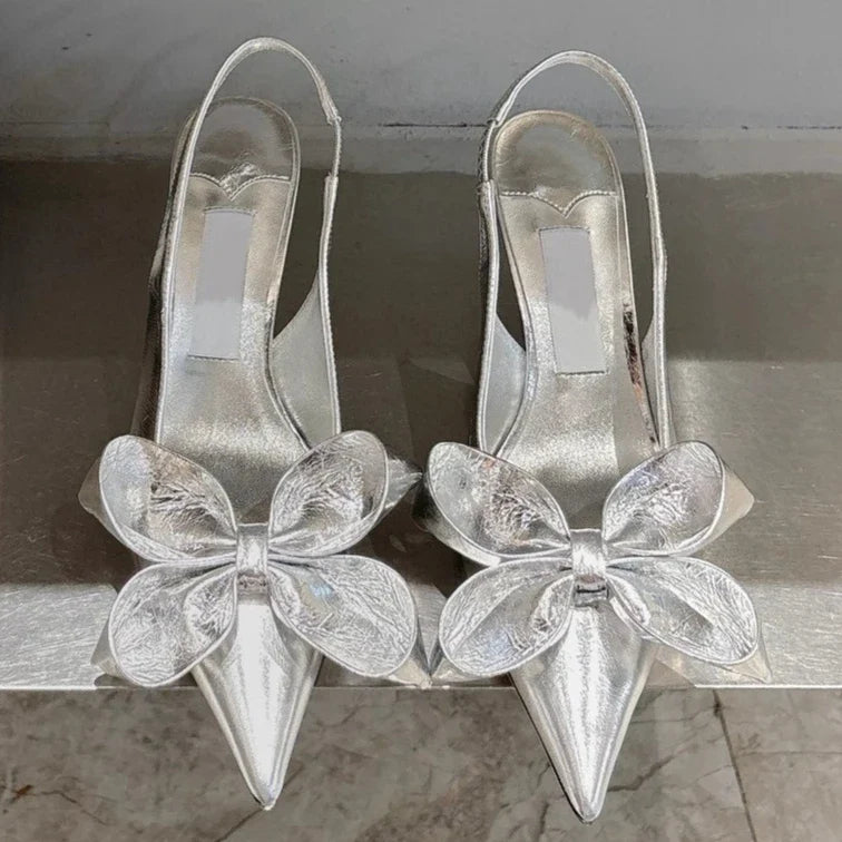 High Heel Bow Pointed Toe Stiletto Sandals Shoes