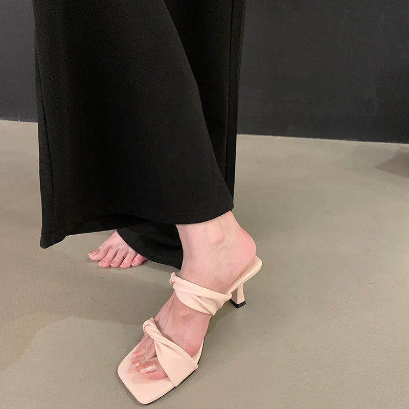 Open Toe Slippers Comfort High Heel Party Dress Slides Shoes