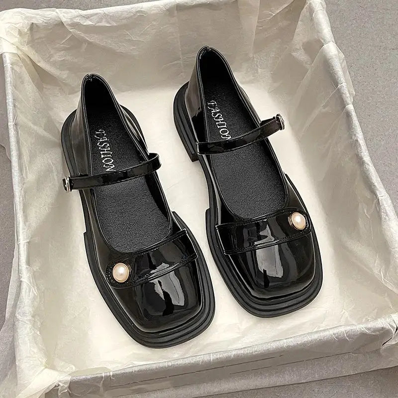 Footwear Red Mary Jane Japanese Style Lolita Pearl Gothic Shoes