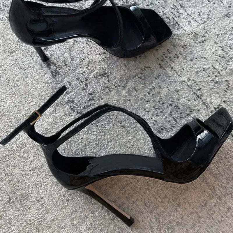 Silk Thin High Heels Brand Banquet Open Toe Cross-tied Elegant Sandals