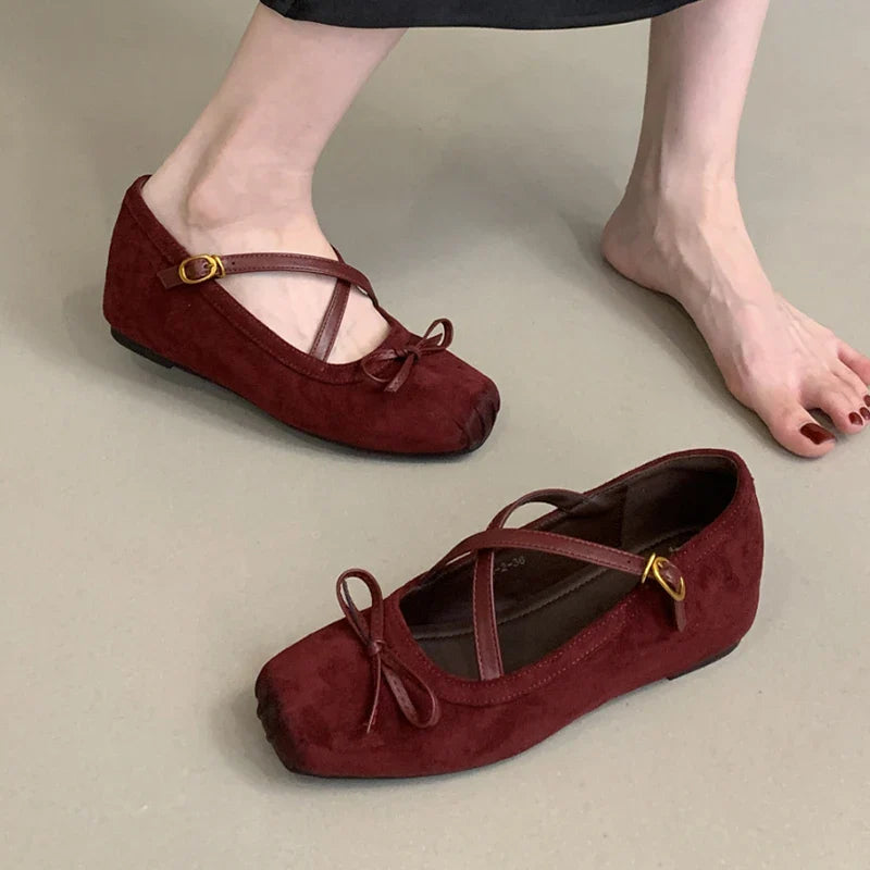 Bow Mary Jane Shoes Flats Ballet Shoes Casual Square Toe Sandals Trend Running Hiking Shoes Dress Sandalias