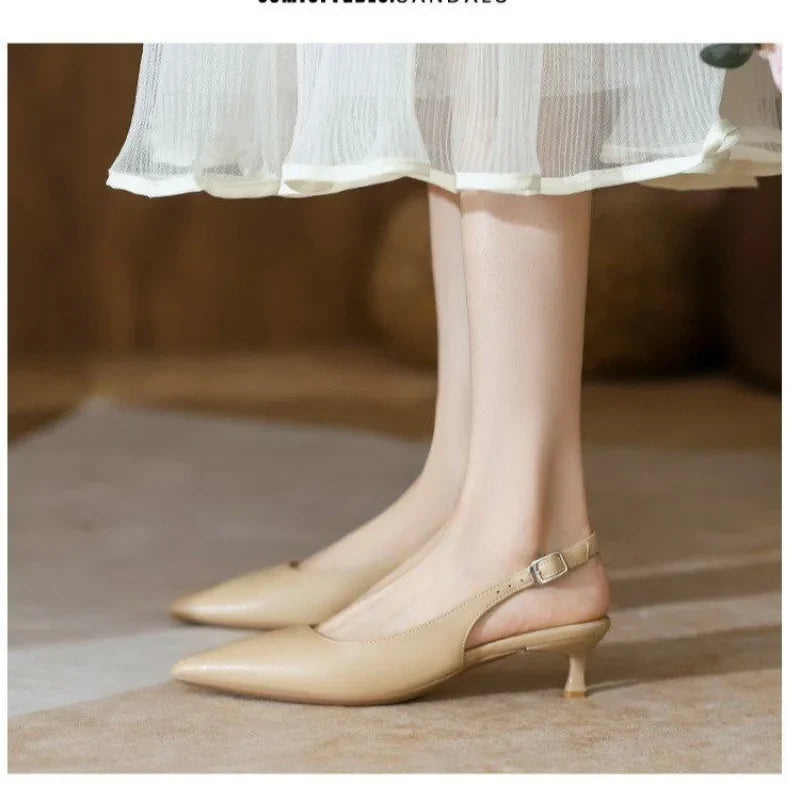 Sandals Pointed Toe Slingbacks Pumps Wedding Shoes Low Heels Shoes