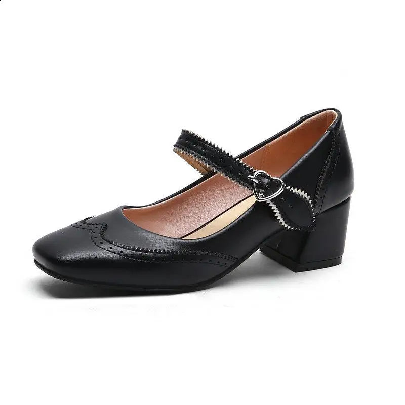 Slimming Shoes Casual Heels Square Toe Sandals Pump Shallow Mouth Mary Jane All-Match Comfortable Latest