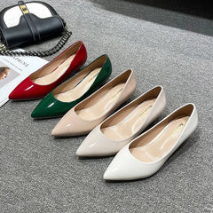 elegant patent leather shoes pointed toe candy color low heel pumps shallow mouth single leather pumps big size 43