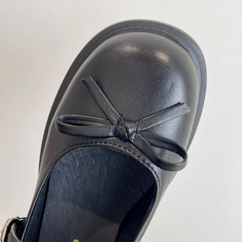 Dresses Mary Jane Shoes Elegant Causal Uniform Performance Shoes Lolita Bowknot Woman Low-heeled Shoes