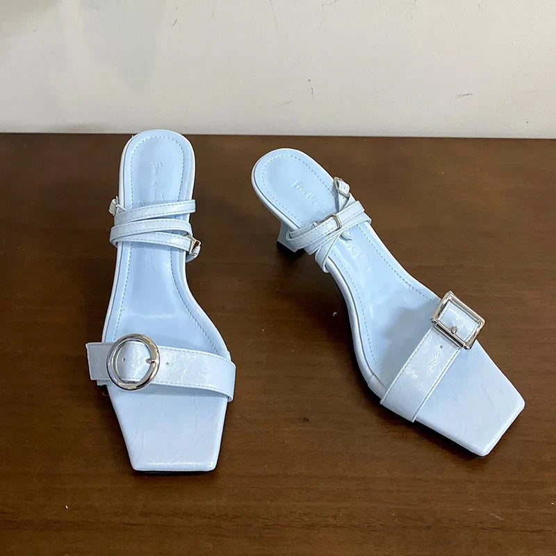 Ankle Strap High Heels Pumps Shoes In Shallow Footwear Party Thin Heels Shoes Sandals