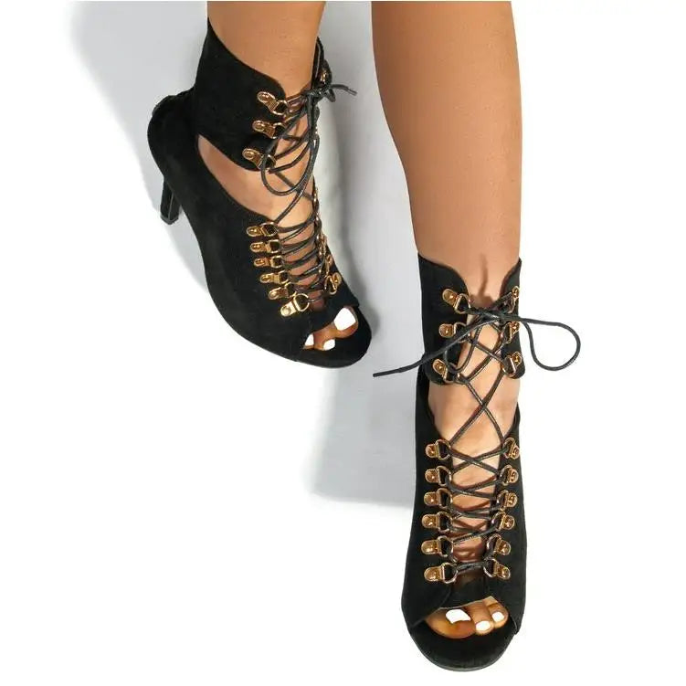 Thin High Heels Open Toe Zipper Dancing Shoes Ballroom Dance Short Boots Woman's Plus Size 43