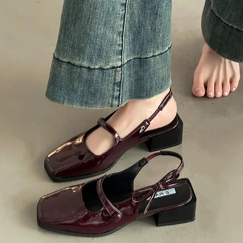 Cover Toe Sandals Ankle Buckle Party Dress Singbacks Mules Shoes Zapatos De Mujer
