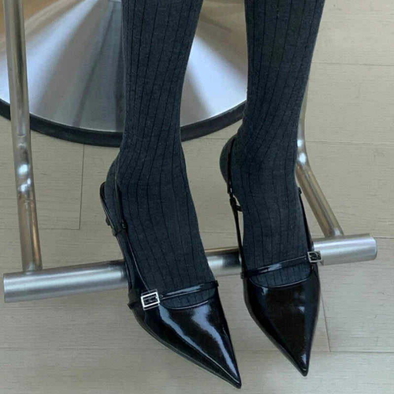 Pointed Toe High Heels Design Style Thin Heels Banquet Party Sandalias Shoes