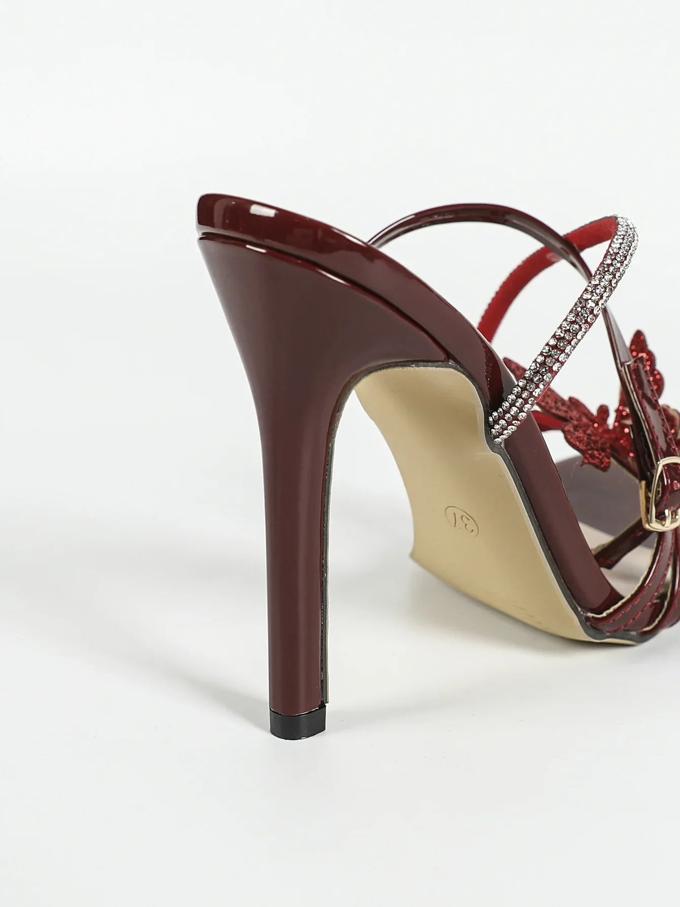 Diamond Burgundy Sandals 11CM/4.5inch Heel Woman Stiletto High Heels Banquet Party Pumps Shoes