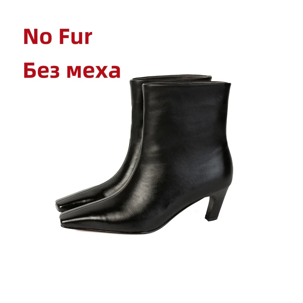 Stone Pattern Leather High Heels Short Shoes Office Lady Party Dancing Shoes Ankle Boots