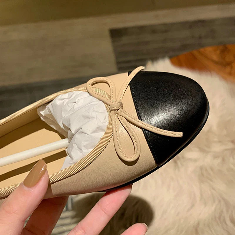 Mixed Color Silver Bowtie Ballets Round Toe Flats Office Slip On Loafers Tweed Cloth Ballerina Bridal Wedding Shoes