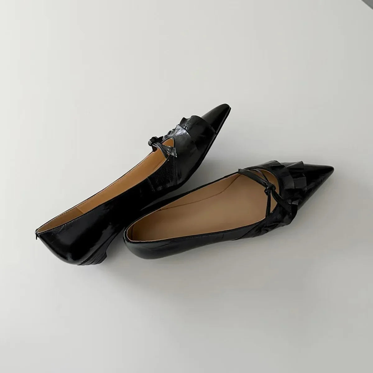 Genuine Leather Pointed Toe Flats Shoes Shallow Loafers Shoes Casual Walking Shoes Woman Sandals Trend Comfortable
