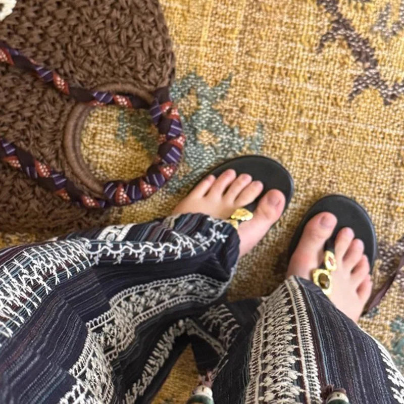 Low Heels Slippers Shoes Beach Clip Toe Dress Flip Flop Sandals Bohemia Outside Walking Slides