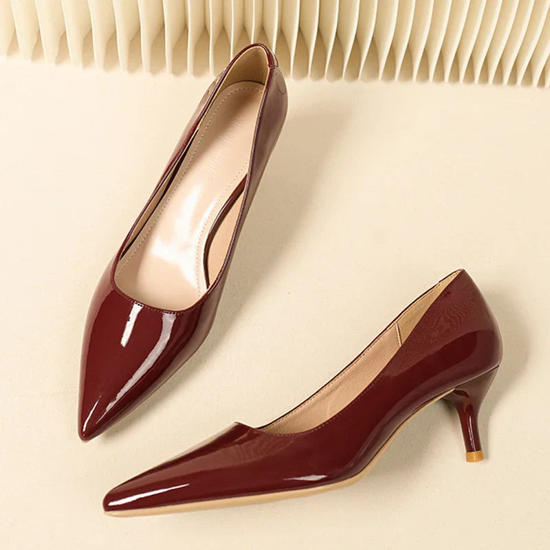 5cm Stilletos High Heels Red/Nude Pumps Patent Leather Tacones Wedges Femme Office Gift Shoes Wedding