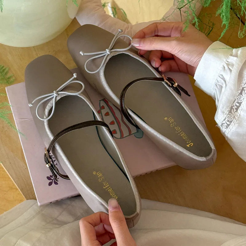 Yellow Brand Flats Round Toe Shallow Slip On Casual Ballet Shoes Soft Leather Eelgant Balle Shoes Mujer