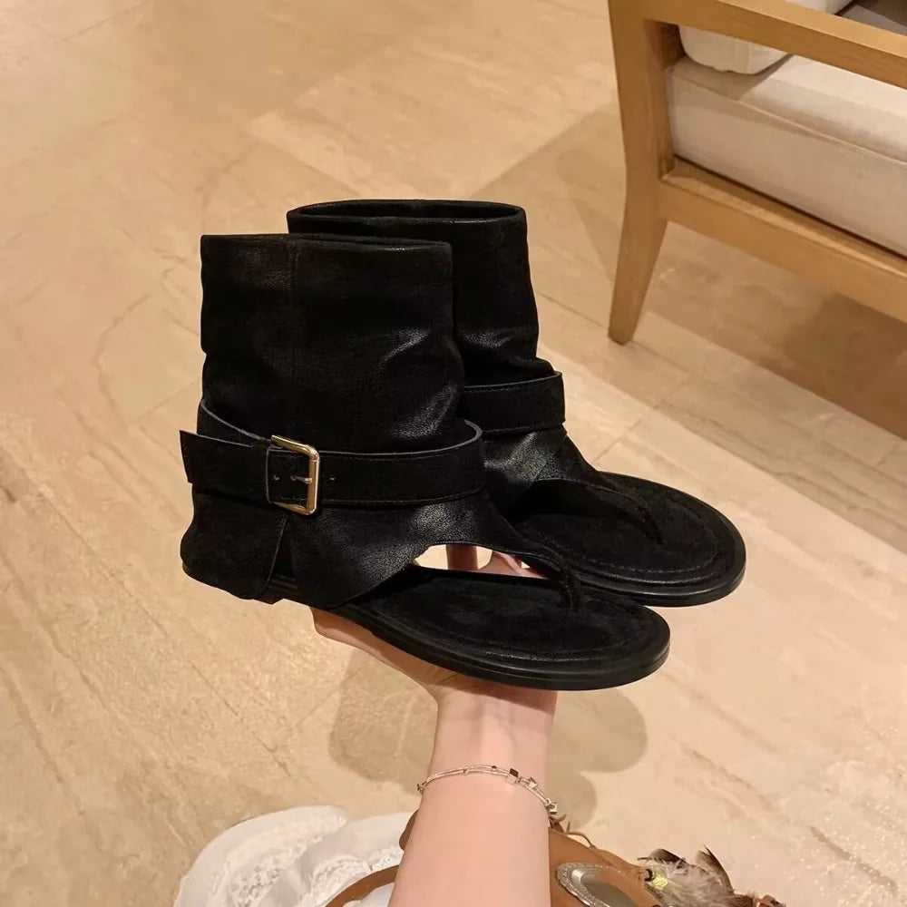 Style Open Clip Toe Ankle Boots Sandals Short Booties Wedges High Heels Shoes