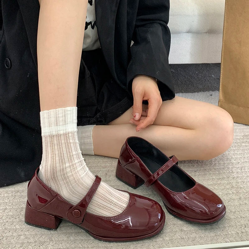 Shoes Woman Oxfords All-Match British Style Footwear Leather Preppy Dress Retro Med Mary Janes