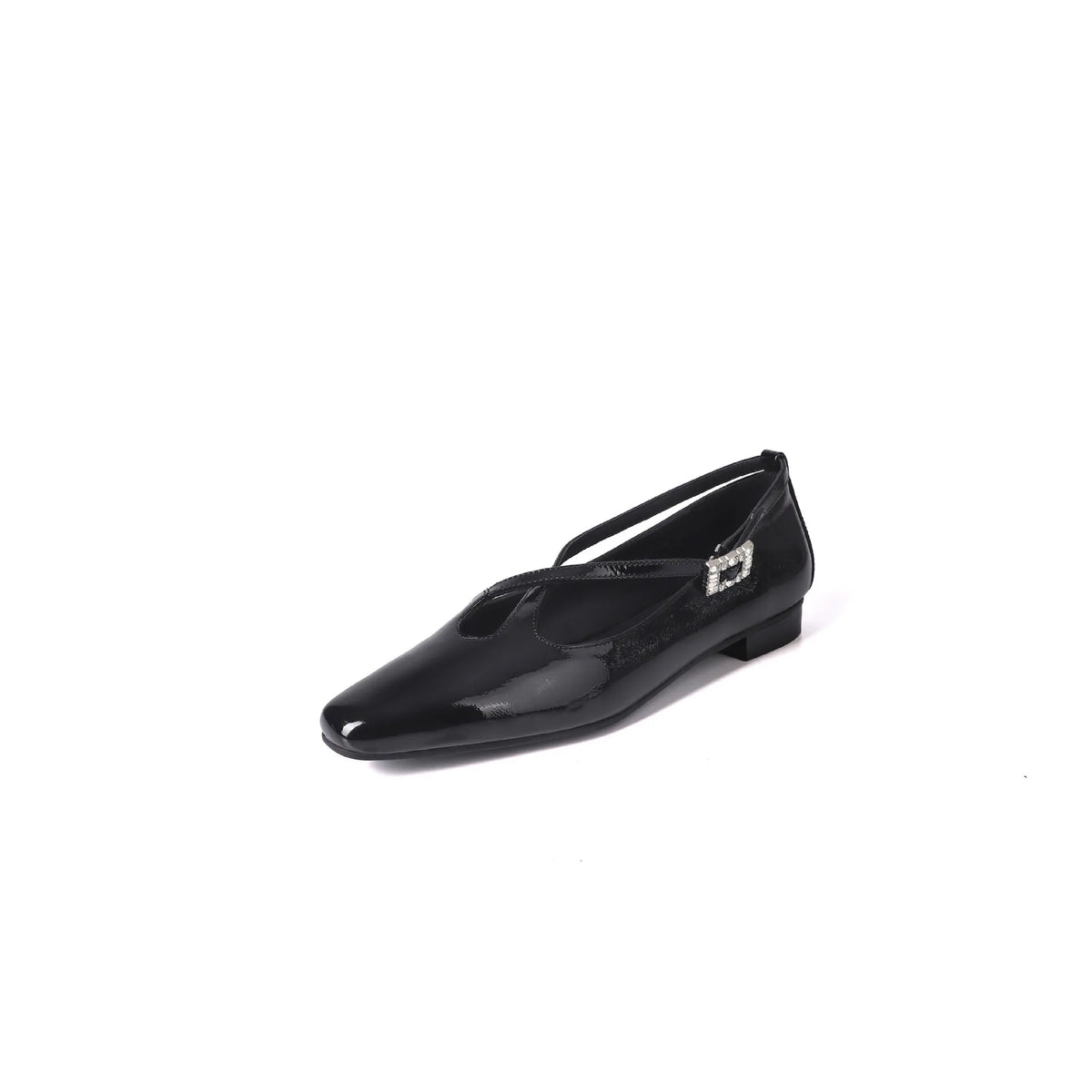 Retro Round Toe Cross Water Diamond With Casual Coarse Heel Mary Jane Shoes French Single Shoes